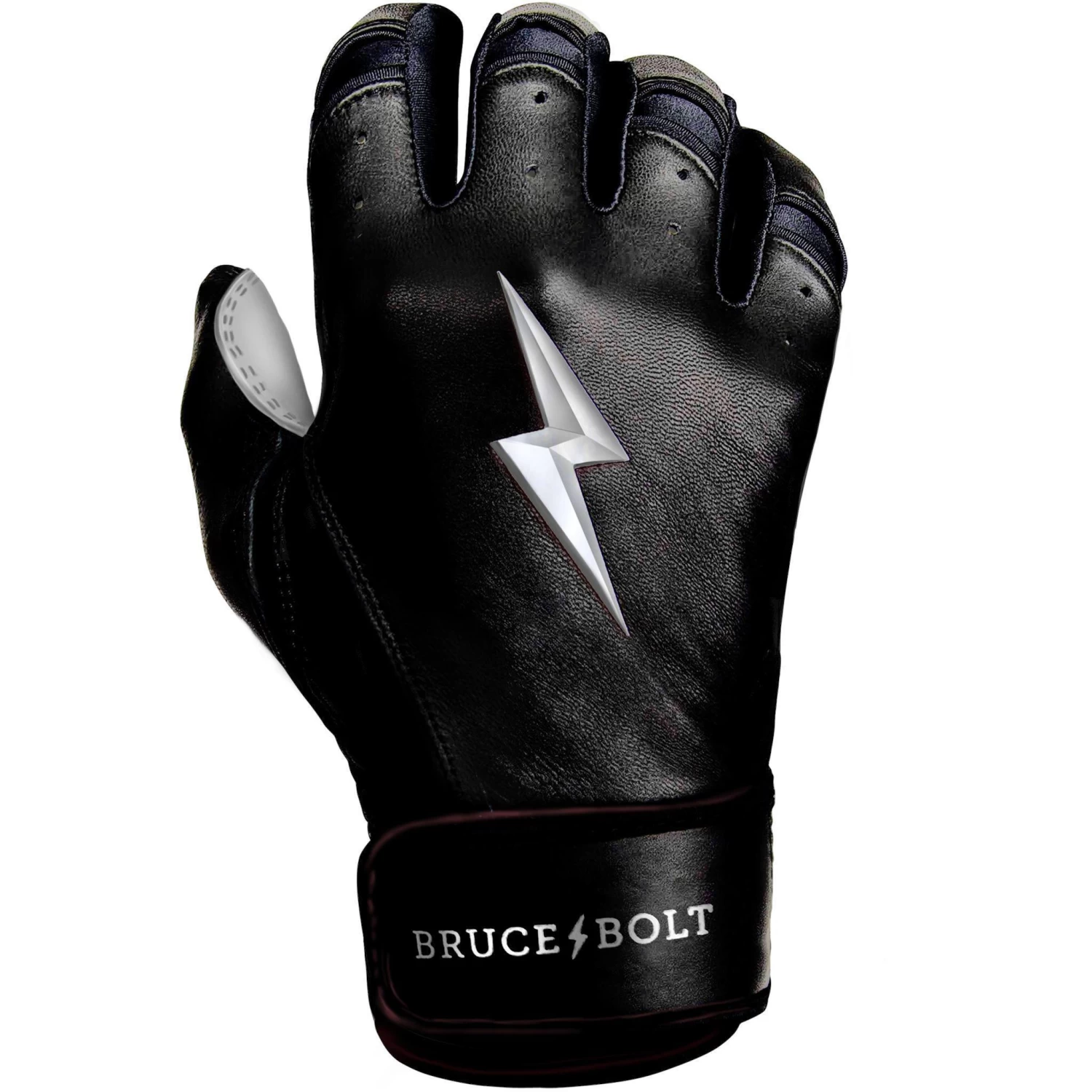 Bruce Bolt PREMIUM PRO Chrome Series Short Cuff Batting Gloves: Black 6 Bruce Bolt PREMIUM PRO Chrome Series Short Cuff Batting Gloves: Black - Image 4