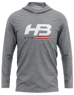 Headbanger Sports Exclusive Ultra Lightweight Long Sleeve Hoodies: Stars & Bars -Baseball Equipment Shop GreyHeather