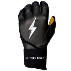 Bruce Bolt PREMIUM PRO Long Cuff Batting Gloves: Black -Baseball Equipment Shop LC BLKG LEFT