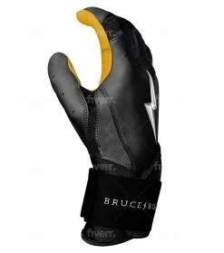 Bruce Bolt PREMIUM PRO Long Cuff Batting Gloves: Black -Baseball Equipment Shop LC BLKG SIDE