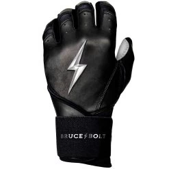 Bruce Bolt PREMIUM PRO Chrome Series Long Cuff Batting Gloves: Black -Baseball Equipment Shop LC CHRB LEFT