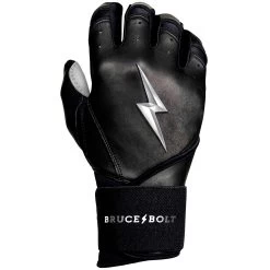 Bruce Bolt PREMIUM PRO Chrome Series Long Cuff Batting Gloves: Black -Baseball Equipment Shop LC CHRB RIGHT
