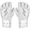 Bruce Bolt PREMIUM PRO Chrome Series Long Cuff Batting Gloves: White -Baseball Equipment Shop LC CHRW HERO