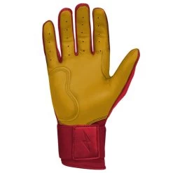 Bruce Bolt PREMIUM PRO Long Cuff Batting Gloves: Red -Baseball Equipment Shop LC REDG PALM