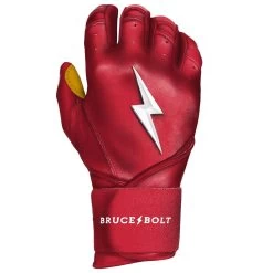 Bruce Bolt PREMIUM PRO Long Cuff Batting Gloves: Red -Baseball Equipment Shop LC REDG RIGHT
