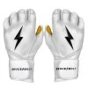 Bruce Bolt PREMIUM PRO Long Cuff Batting Gloves: White -Baseball Equipment Shop LC WHTG HERO