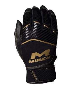 Miken Softball MK7X Adult Black And Gold Batting Gloves: MBGGLD-BLK -Baseball Equipment Shop MBGGLDblack3