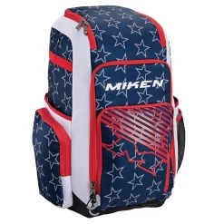 Miken Deluxe Slowpitch Backpack: MBA004 -Baseball Equipment Shop MikenDeluxeSlowpitchBackpack MBA004 StarsandStripes