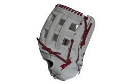 Miken Pro Series 13.5" Slow Pitch Fielding Glove - White/Scarlet: PRO135WS -Baseball Equipment Shop PRO135WS SIDE 1