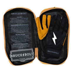 Bruce Bolt PREMIUM PRO Short Cuff Batting Gloves: Black -Baseball Equipment Shop SC BLKG BAG2
