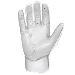 Bruce Bolt PREMIUM PRO Chrome Series Short Cuff Batting Gloves: White -Baseball Equipment Shop SC CHRW PALM