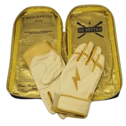 Bruce Bolt PREMIUM PRO Gold Series Batting Gloves: Short Cuff -Baseball Equipment Shop SC GLD BAG2