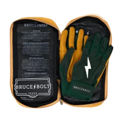 Bruce Bolt PREMIUM PRO Short Cuff Batting Gloves: GREEN -Baseball Equipment Shop SC GRNG BAG2