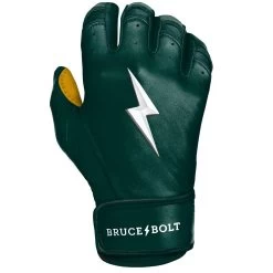 Bruce Bolt PREMIUM PRO Short Cuff Batting Gloves: GREEN -Baseball Equipment Shop SC GRNG RIGHT