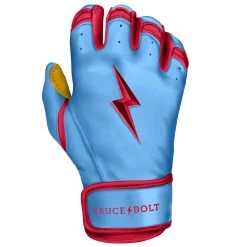 Bruce Bolt PREMIUM PRO BADER Series Short Cuff Batting Gloves: Baby Blue -Baseball Equipment Shop SC HBB RIGHT