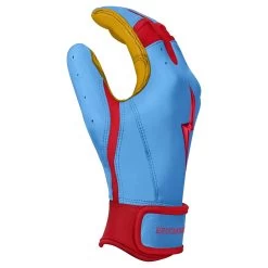 Bruce Bolt PREMIUM PRO BADER Series Short Cuff Batting Gloves: Baby Blue -Baseball Equipment Shop SC HBB SIDE