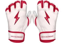 Bruce Bolt PREMIUM PRO BADER Series Short Cuff Batting Gloves: White