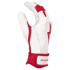 Bruce Bolt PREMIUM PRO BADER Series Short Cuff Batting Gloves: White -Baseball Equipment Shop SC HBW SIDE