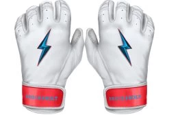 Bruce Bolt PREMIUM PRO BRINSON Series Short Cuff Batting Gloves: White