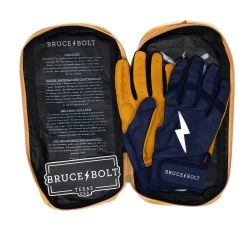 Bruce Bolt PREMIUM PRO Short Cuff Batting Gloves: Navy -Baseball Equipment Shop SC NVYG BAG2