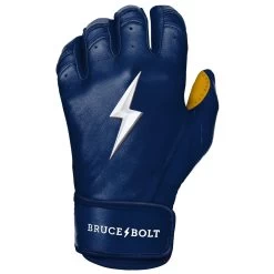 Bruce Bolt PREMIUM PRO Short Cuff Batting Gloves: Navy -Baseball Equipment Shop SC NVYG LEFT