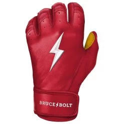 Bruce Bolt PREMIUM PRO Short Cuff Batting Gloves: Red -Baseball Equipment Shop SC REDG LEFT