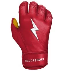 Bruce Bolt PREMIUM PRO Short Cuff Batting Gloves: Red -Baseball Equipment Shop SC REDG RIGHT
