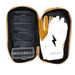 Bruce Bolt PREMIUM PRO Short Cuff Batting Gloves: White -Baseball Equipment Shop SC WHTG BAG2