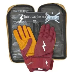 Bruce Bolt PREMIUM PRO Long Cuff Batting Gloves: Maroon -Baseball Equipment Shop premium pro long cuff batting gloves maroon brucebolt 551411